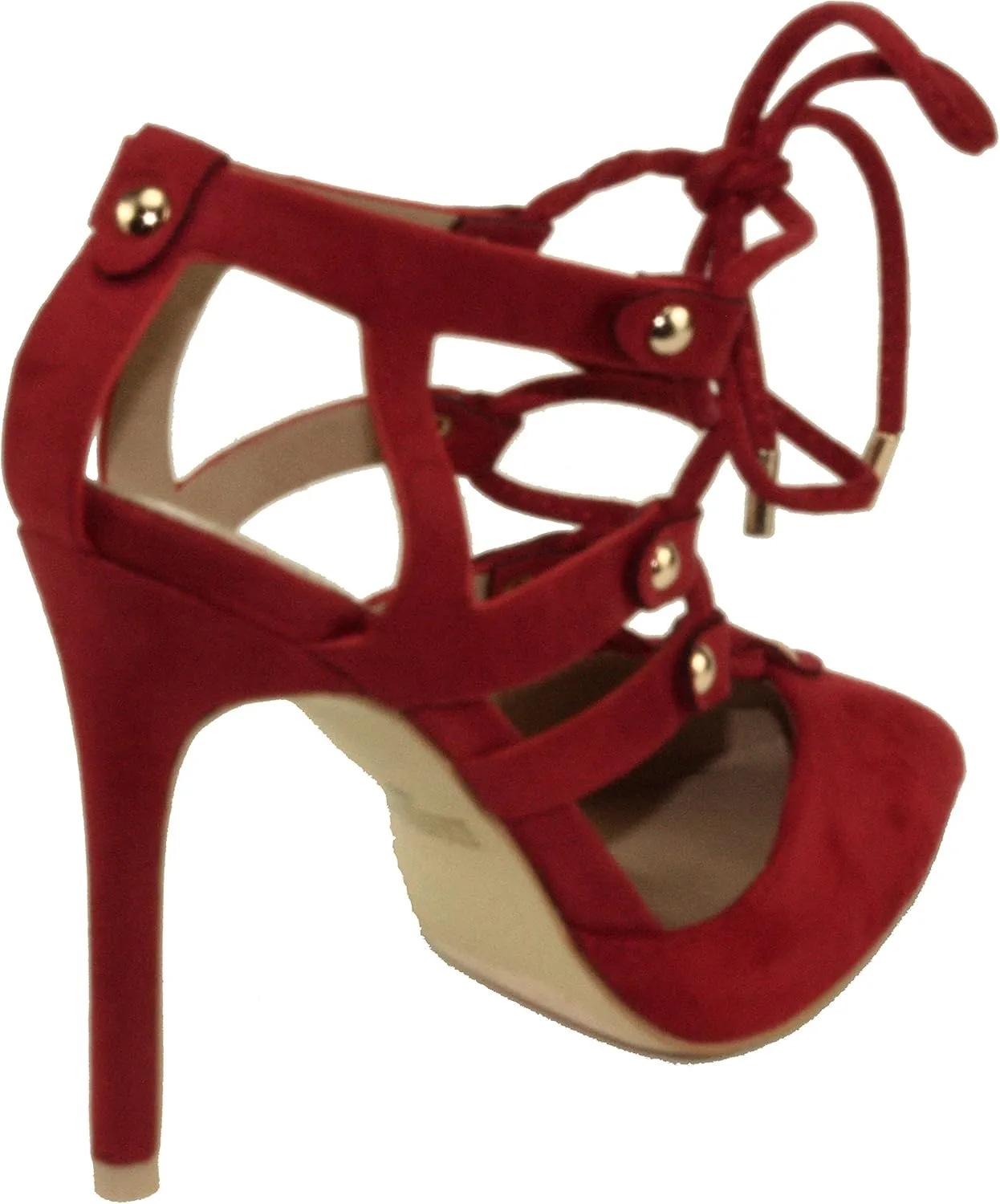 Women's Katelyn-22 Pointy-Toe Lace up Strap Stiletto High Heels Dress Pumps