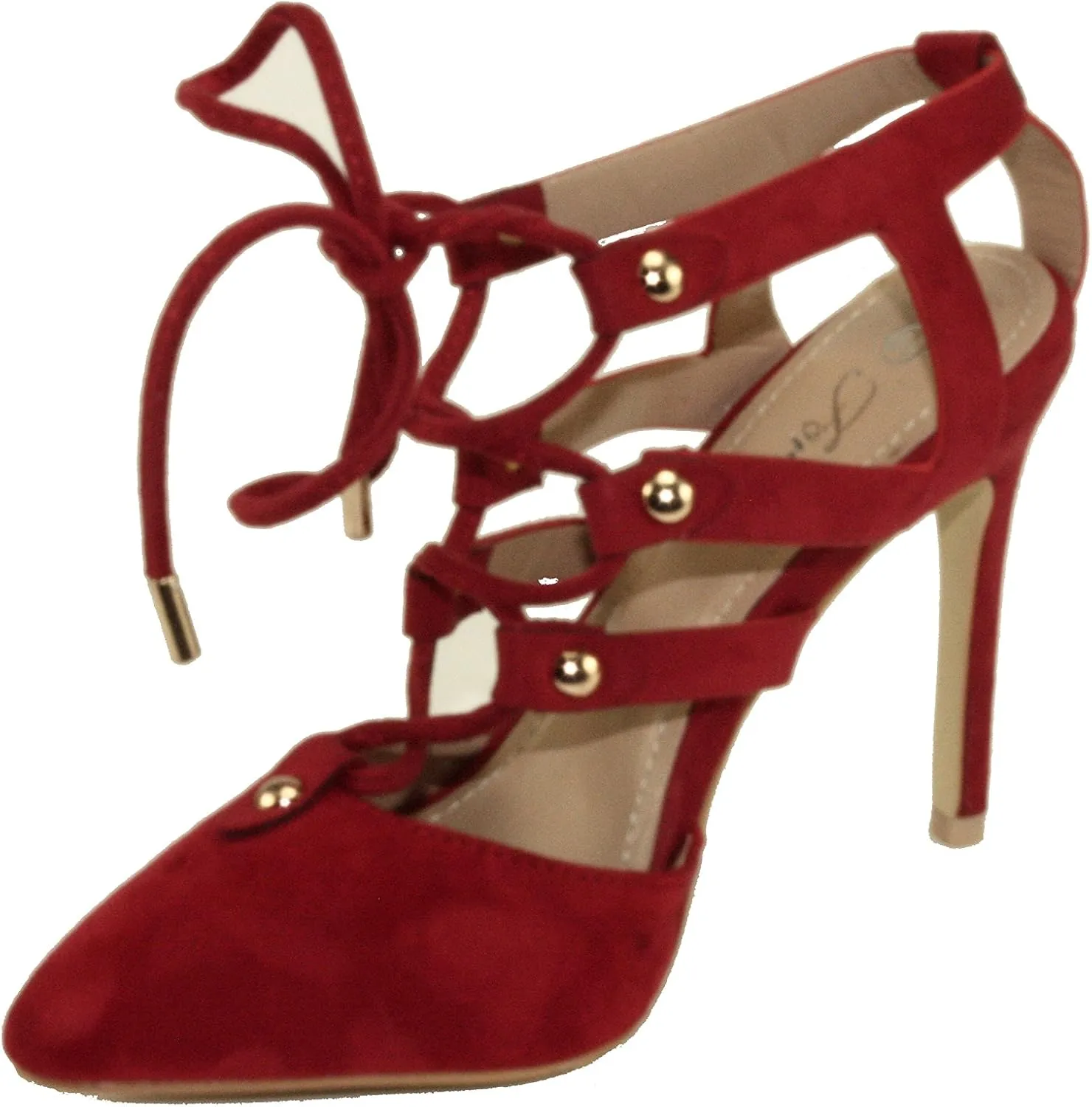 Women's Katelyn-22 Pointy-Toe Lace up Strap Stiletto High Heels Dress Pumps