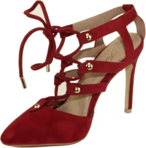 Women's Katelyn-22 Pointy-Toe Lace up Strap Stiletto High Heels Dress Pumps