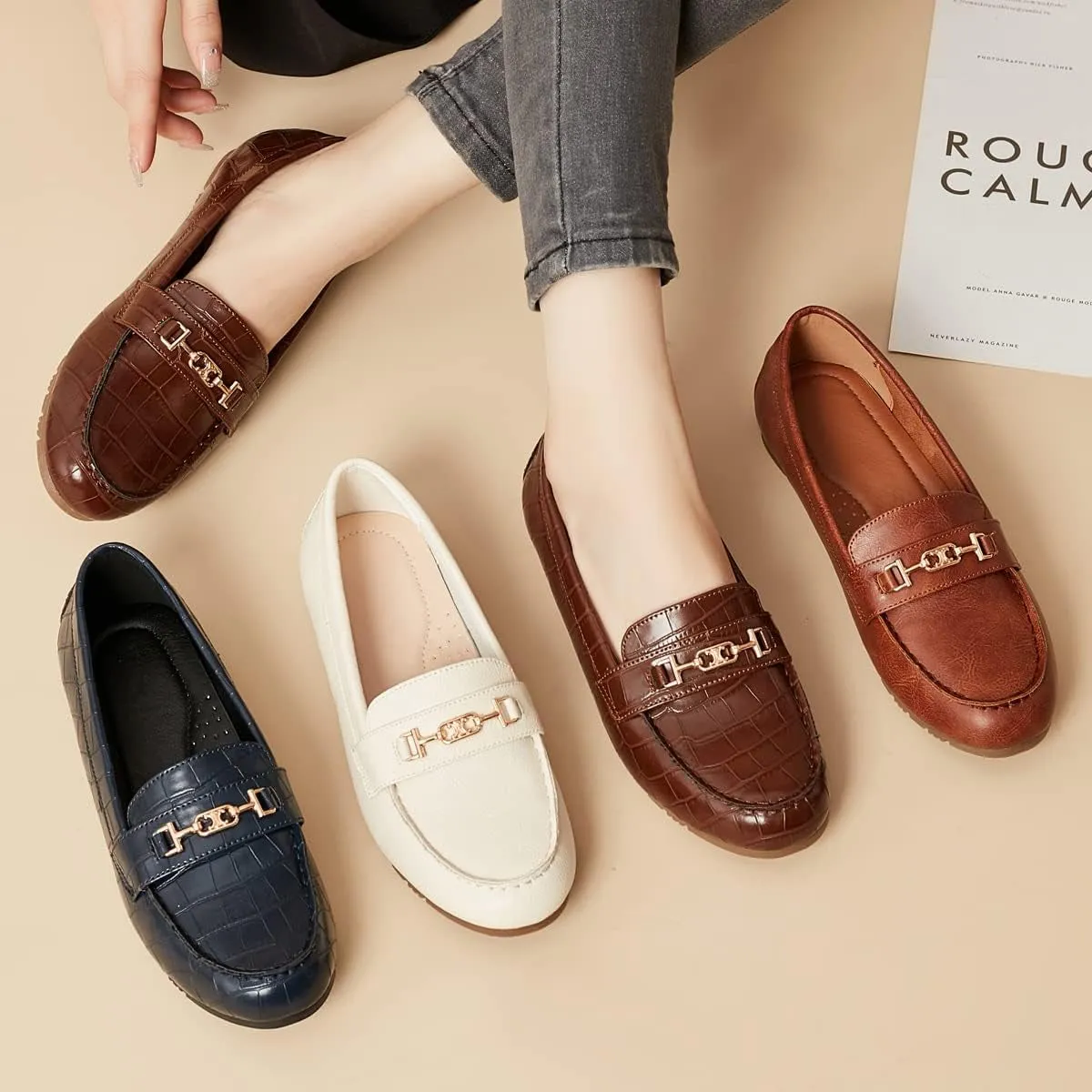 Women'S Loafer Shoes Leisure Slip on Work Shoes Comfort Walking Flats