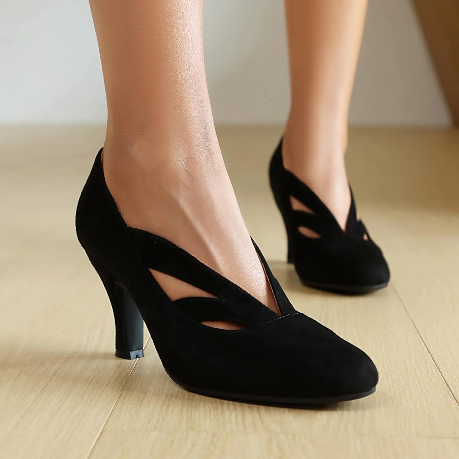 Women's Mary Jane Close Round Toe Vintage 1950s Heels Retro 1920s Victorian Pumps 1930s Shoes