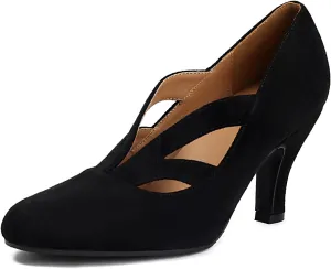 Women's Mary Jane Close Round Toe Vintage 1950s Heels Retro 1920s Victorian Pumps 1930s Shoes