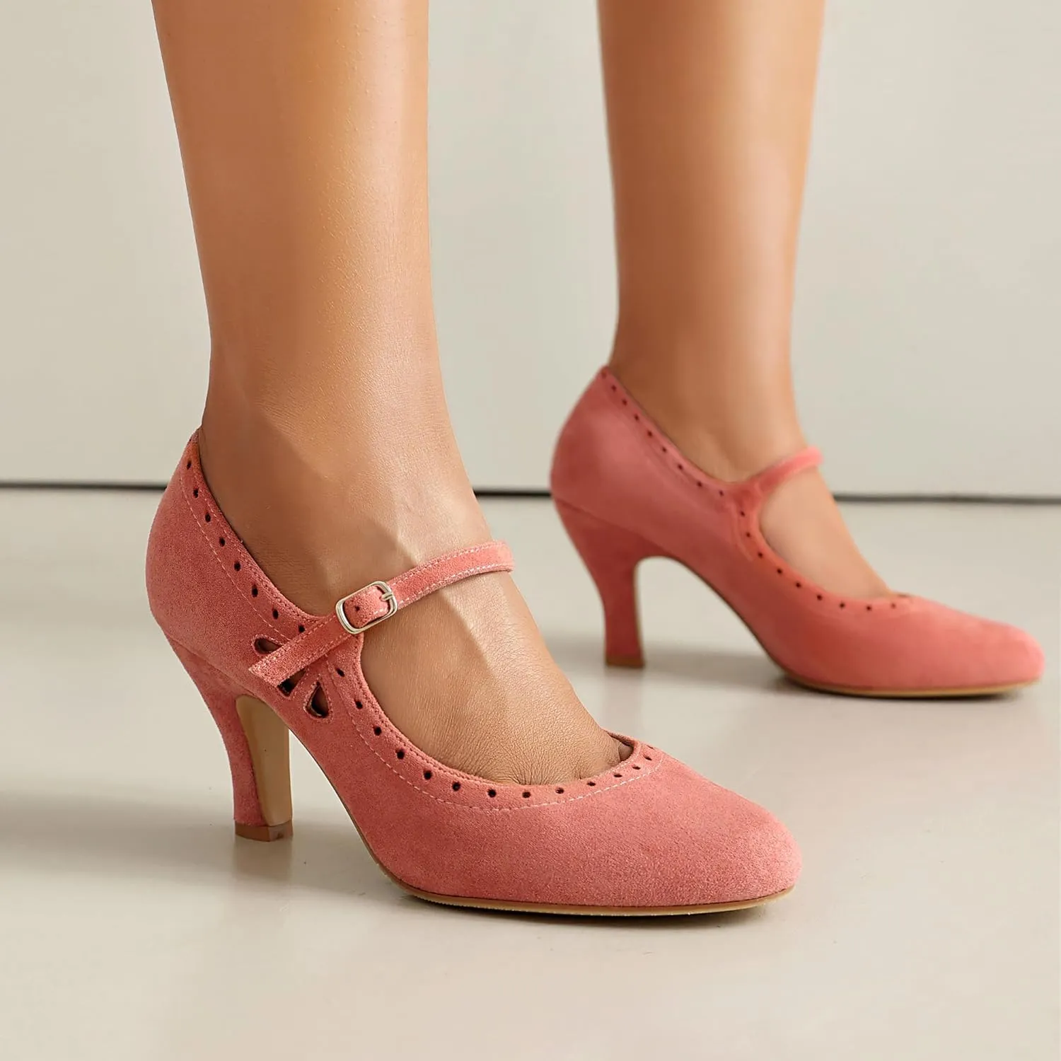 Women's Mary Jane Teardrop Cute Close Round Toe Vintage 1950s Gatsby Heels Retro 1920s Victorian Pumps 1930s Shoes
