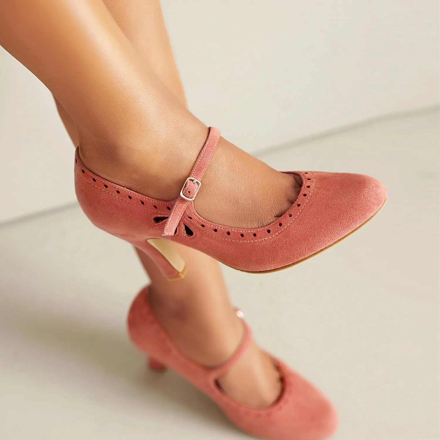 Women's Mary Jane Teardrop Cute Close Round Toe Vintage 1950s Gatsby Heels Retro 1920s Victorian Pumps 1930s Shoes