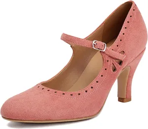 Women's Mary Jane Teardrop Cute Close Round Toe Vintage 1950s Gatsby Heels Retro 1920s Victorian Pumps 1930s Shoes