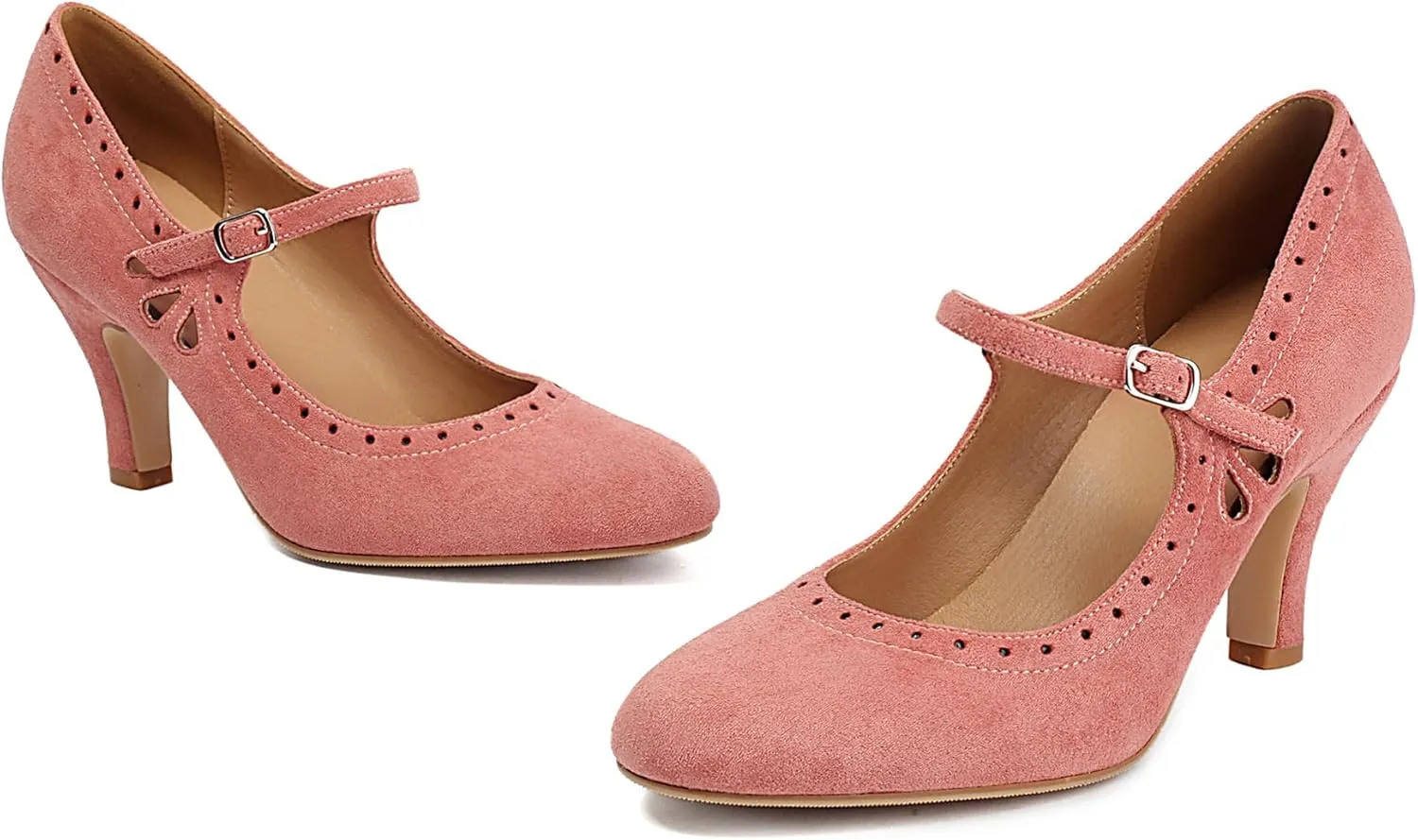 Women's Mary Jane Teardrop Cute Close Round Toe Vintage 1950s Heels Retro 1920s Victorian Pumps 1930s Shoes