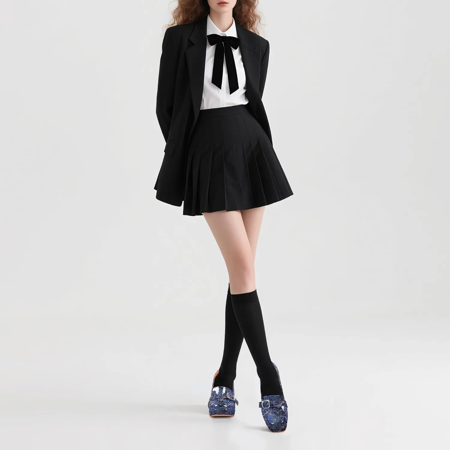 Women's Platform Chunky High Heel Loafers Patent Leather Buckle Pumps Office Dress Shoes
