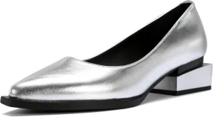Women's Pump Shoes Overlapping Squared Chunky Red Heel Pointed Toe Pull On Patent PU Leather Daily Comfortable Women Dress Shoes