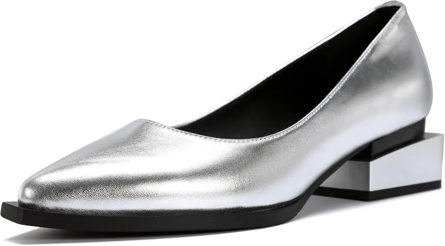 Women's Pump Shoes Overlapping Squared Chunky Red Heel Pointed Toe Pull On Patent PU Leather Daily Comfortable Women Dress Shoes