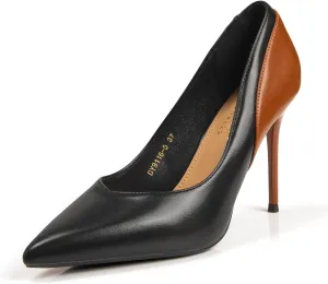 Women's Sexy Pointed Closed Toe Slip On Pumps Two Tone Splicing Stilettos High Heels for Women Office Wedding Party Prom Dress Pump Shoes 3.74"