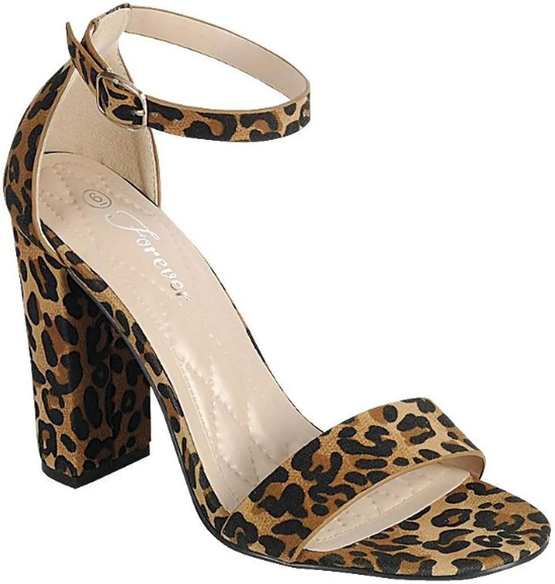 Women's Single Band Chunky Heel Sandal with Ankle Strap