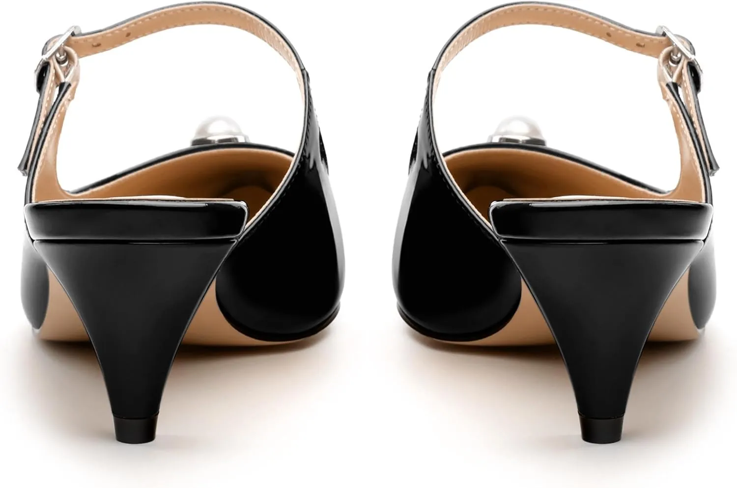 Women's Slide Sandals, Backstrap Buckle Low Kitten Heels, Two Toned Patchwork Pointed Toe, Fashion Party Daily Dress Shoes for Women