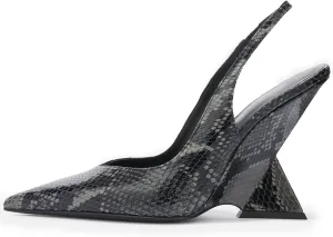 Women's Wedge Heeled Slingback Sandals Closed Pointed Toe Shaped Slope Heels Elastic Ankle Strap Slip On Pumps Ladies Casual Fashion Dress Shoes