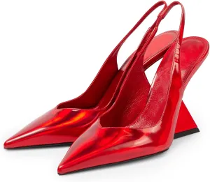 Women's Wedge Heeled Slingback Sandals Closed Pointed Toe Shaped Slope Heels Elastic Ankle Strap Slip On Pumps Ladies Casual Fashion Dress Shoes