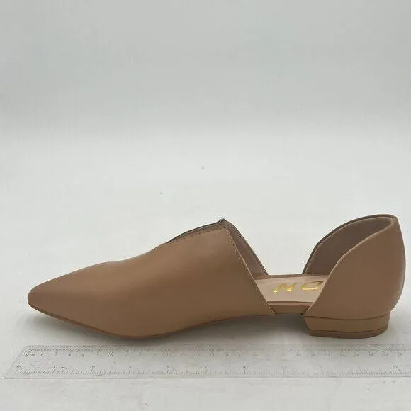 YDN Nude Pointed Toe D'Orsay V Cut Low Heels Slip On Dress Loafer