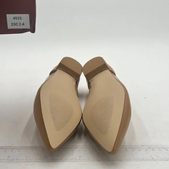 YDN Nude Pointed Toe D'Orsay V Cut Low Heels Slip On Dress Loafer