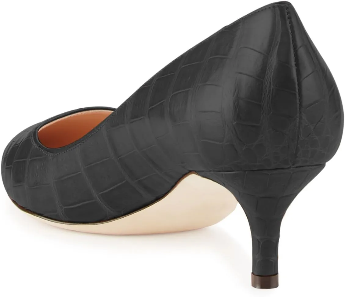 YDN Women's Low Kitten Heeled Pumps Pointed Toe Dress Shoes for Office Lady Soft Suede Size 4-16 US