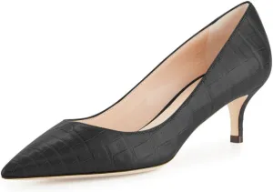 YDN Women's Low Kitten Heeled Pumps Pointed Toe Dress Shoes for Office Lady Soft Suede Size 4-16 US